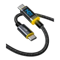 Magline+140W Nylon USB C to USB C LED Display Cable 4ft - Black